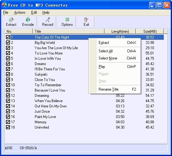 Eusing Free CD to MP3 Converter(CD翻录工具)